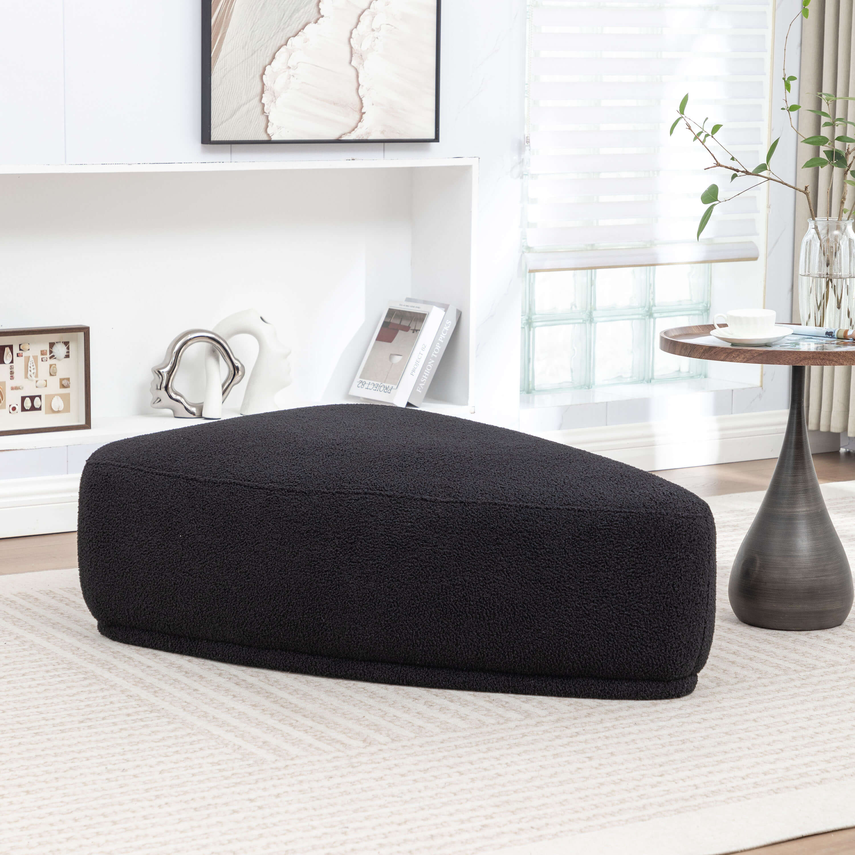 SEYNAR Modern 43'' Teddy Fabric Ottoman Bench