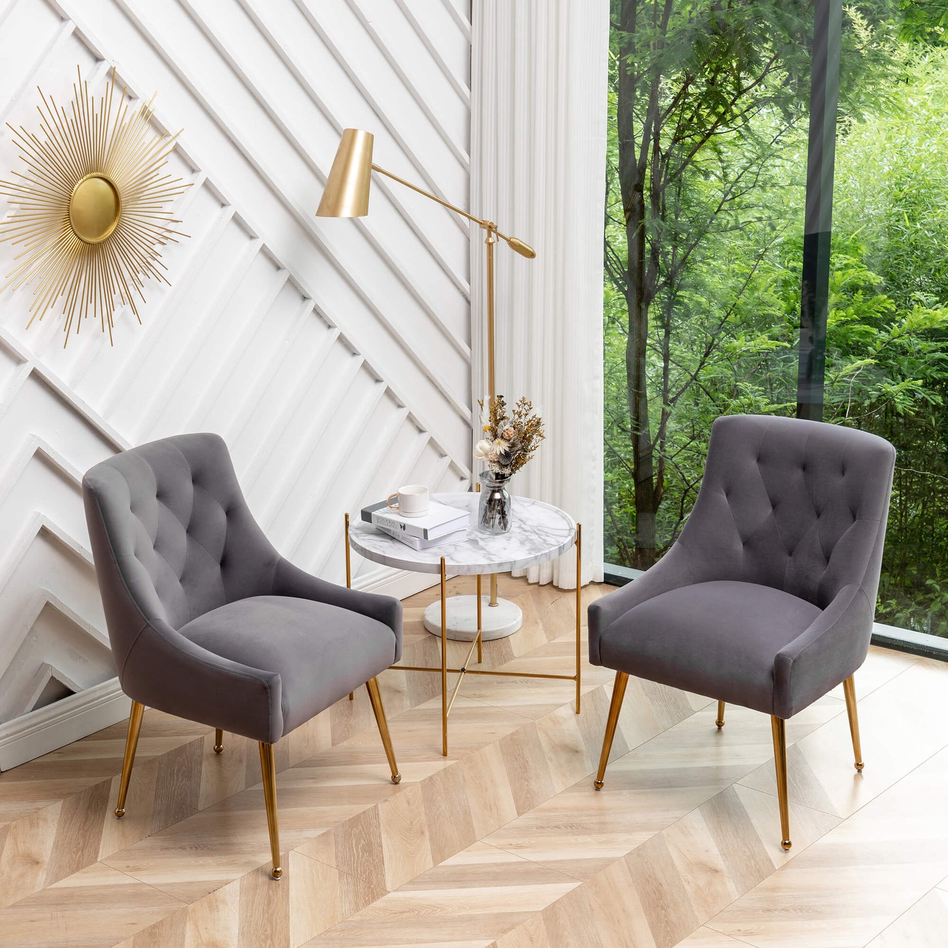 SEYNAR Modern Dining Chairs Set of 2/4/6, Upholstered Accent Chair Tufted Back Armless Chair with Back Pull