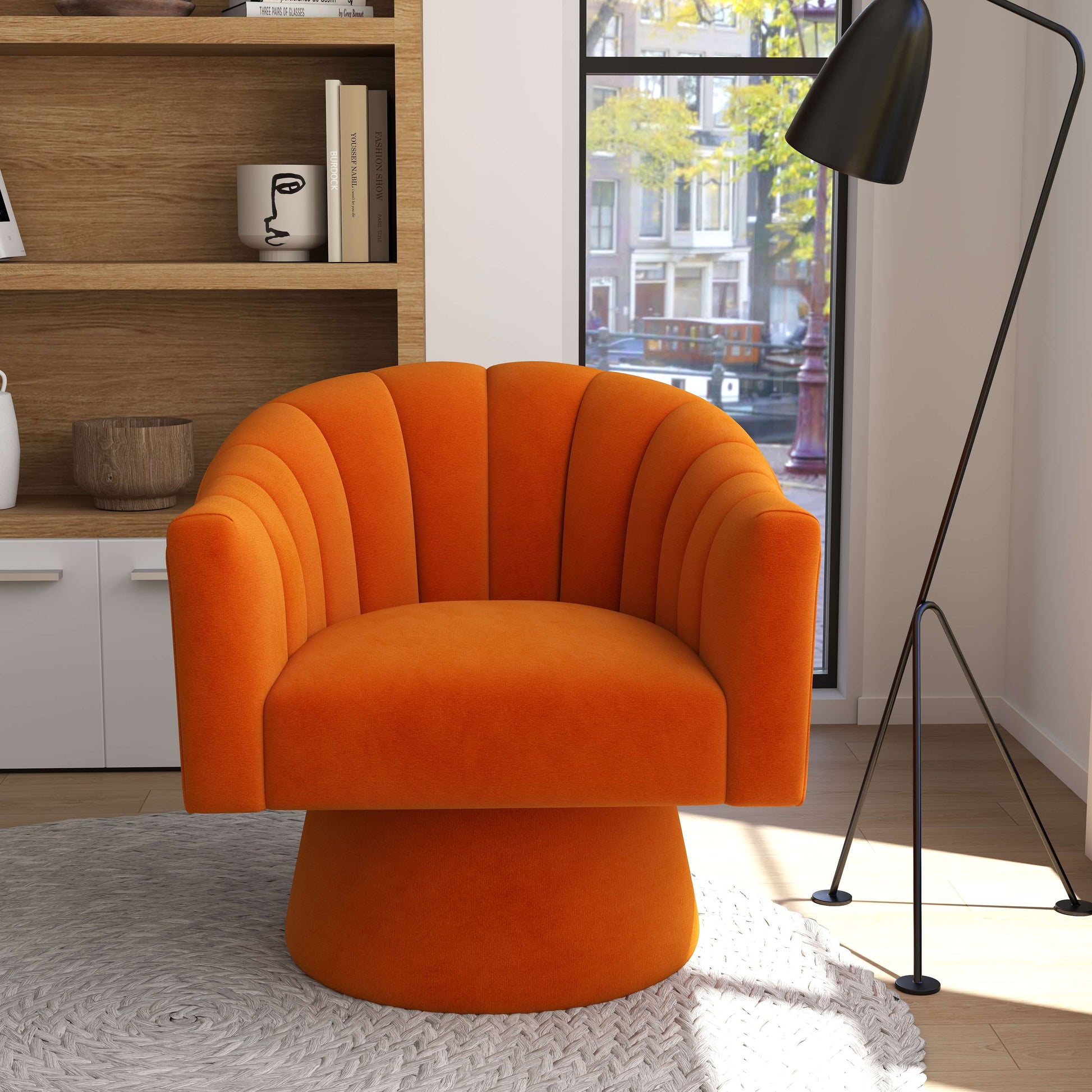 SEYNAR Modern Glam Velvet Upholstered Round Swivel Accent Arm Barrel Chair for Living Room(Single/Set of 2)