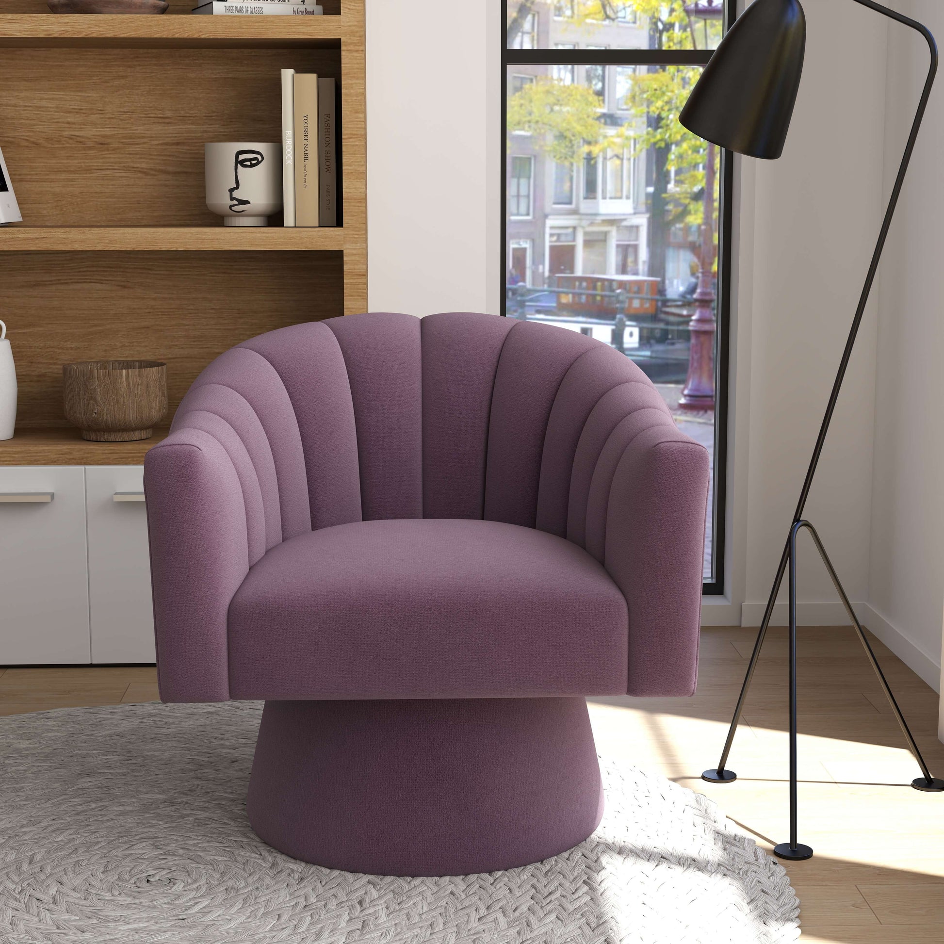 SEYNAR Modern Glam Velvet Upholstered Round Swivel Accent Arm Barrel Chair for Living Room(Single/Set of 2)