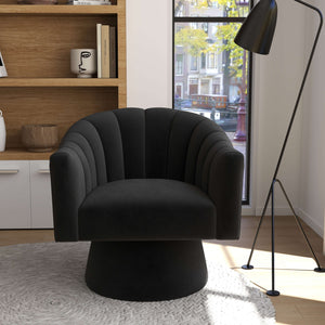 SEYNAR Modern Glam Velvet Upholstered Round Swivel Accent Arm Barrel Chair for Living Room(Single/Set of 2)
