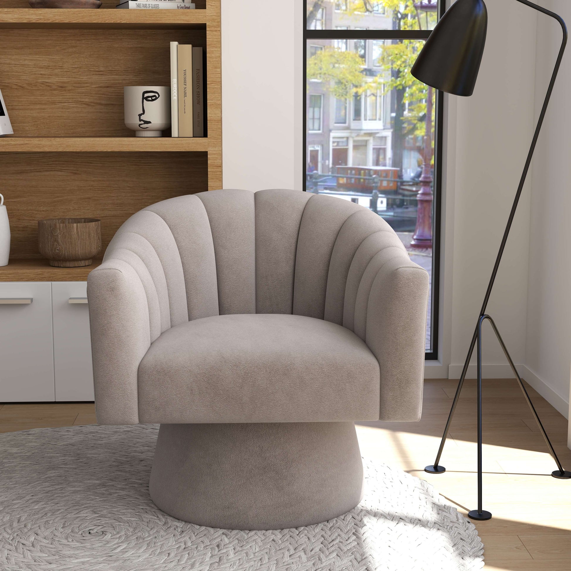 SEYNAR Modern Glam Velvet Upholstered Round Swivel Accent Arm Barrel Chair for Living Room(Single/Set of 2)
