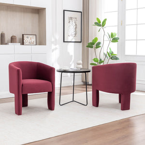 SEYNAR Modern Velvet Accent Chair, Upholstered Barrel Chair with Unique Solid Base for Living Room Soft Club Chair(Single/Set of 2/4/6)