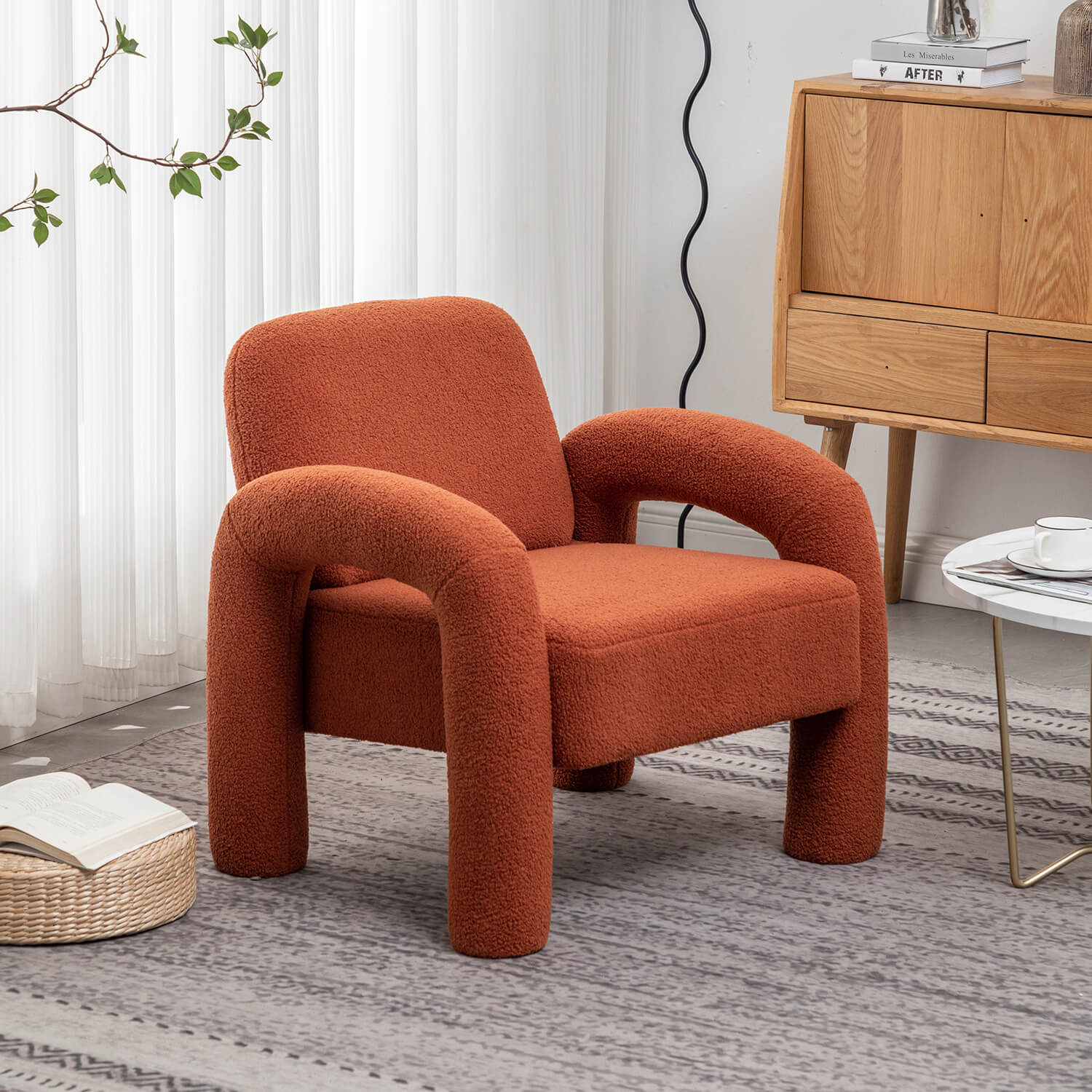 SEYNAR Modern Teddy Fabric Accent Chair with Sleek Legs (Single/Set of 2)