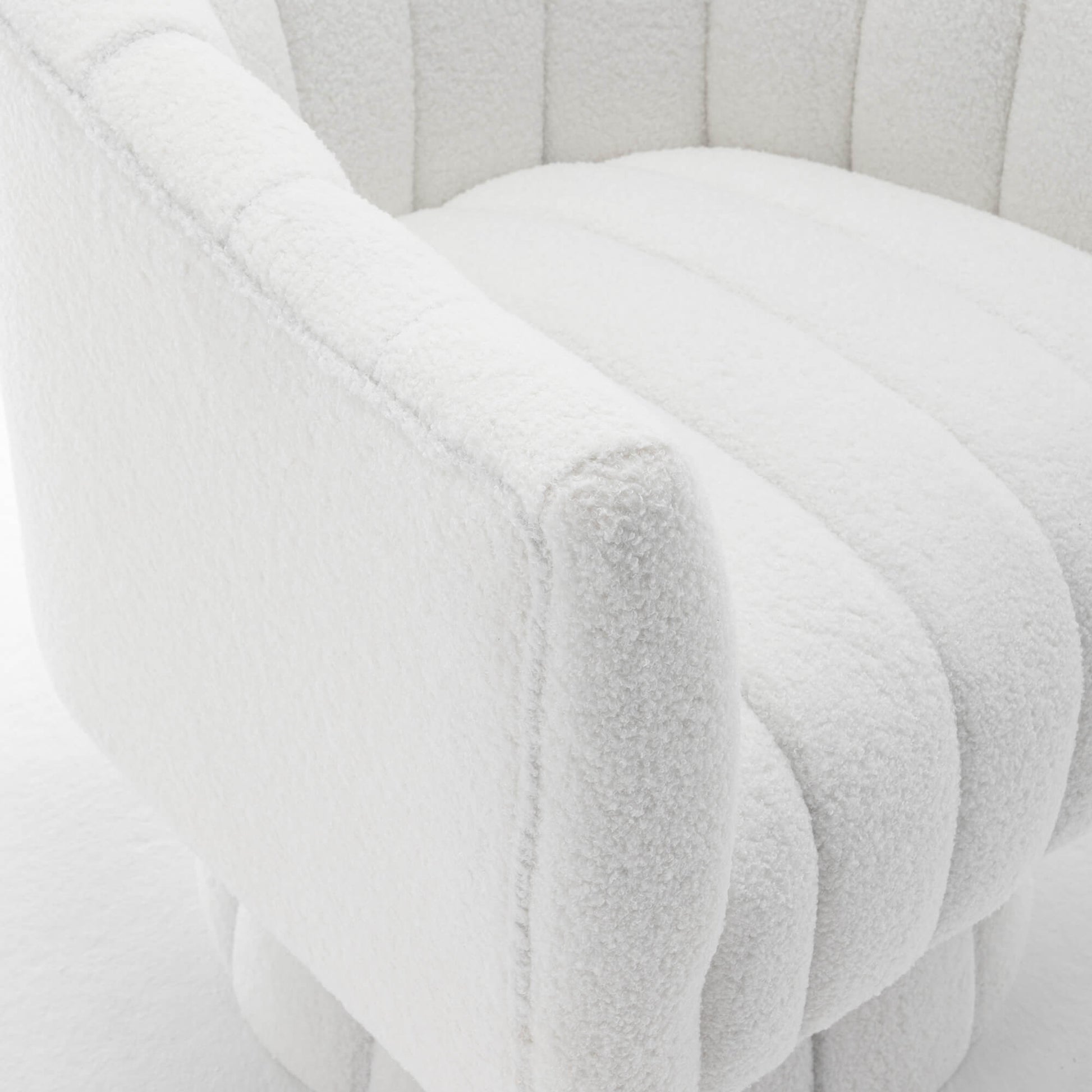 SEYNAR Modern Glam Teddy Fabric Upholstered Round Swivel Accent Barrel Chair(Single/Set of 2)