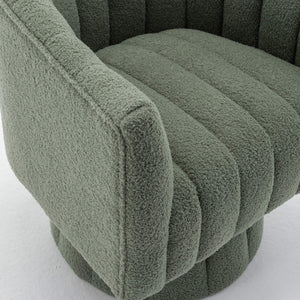 SEYNAR Modern Glam Teddy Fabric Upholstered Round Swivel Accent Barrel Chair(Single/Set of 2)