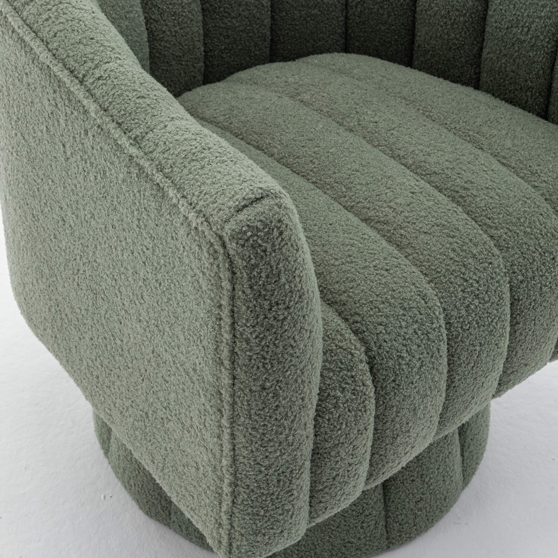 SEYNAR Modern Glam Teddy Fabric Upholstered Round Swivel Accent Barrel Chair(Single/Set of 2)