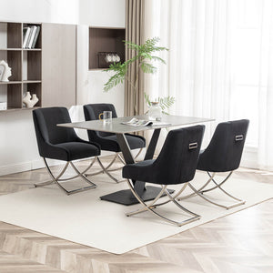 SEYNAR Contempoary Velvet Dining Chair Set of 2/4/6 with Metal Frame Legs and Back Pull