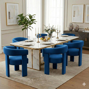 SEYNAR Modern Velvet Accent Chair, Upholstered Barrel Armchair with Curved Back and Thickened Padded Seat,Single chair or Set of 2/4/6