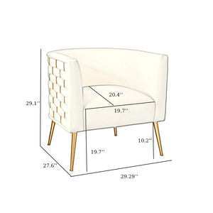 SEYNAR Mid-Century Modern Velvet Barrel Accent Chair, Round Upholstered Living Room Chair with Gold Finish Metal Base(Single/Set of 2)