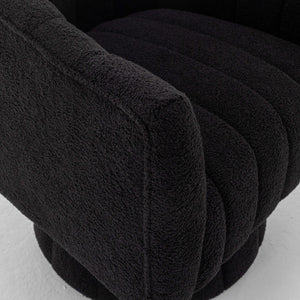 SEYNAR Modern Glam Teddy Fabric Upholstered Round Swivel Accent Barrel Chair(Single/Set of 2)