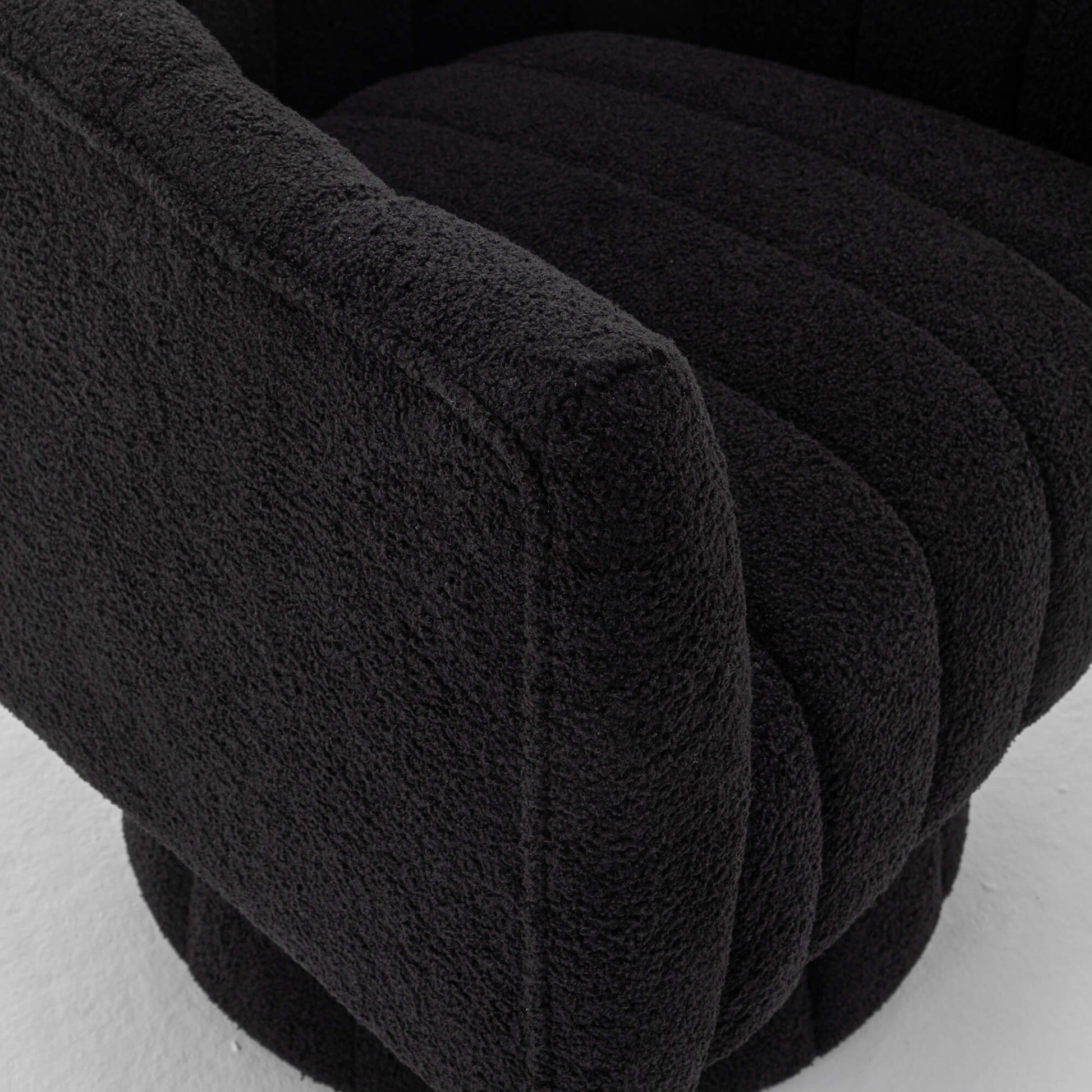 SEYNAR Modern Glam Teddy Fabric Upholstered Round Swivel Accent Barrel Chair(Single/Set of 2)