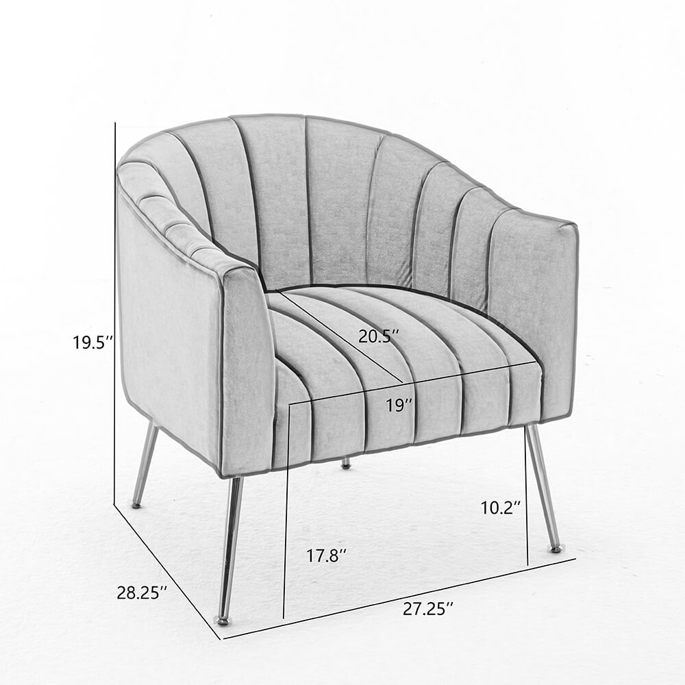 SEYNAR Modern Velvet Accent Chair,Round Upholstered Barrel Chair for Living Room