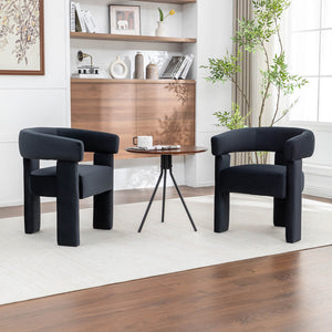 SEYNAR Modern Velvet Accent Chair, Upholstered Barrel Armchair with Curved Back and Thickened Padded Seat,Single chair or Set of 2/4/6