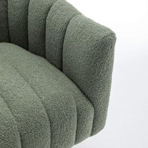 SEYNAR Modern Glam Teddy Fabric Upholstered Round Swivel Accent Barrel Chair(Single/Set of 2)