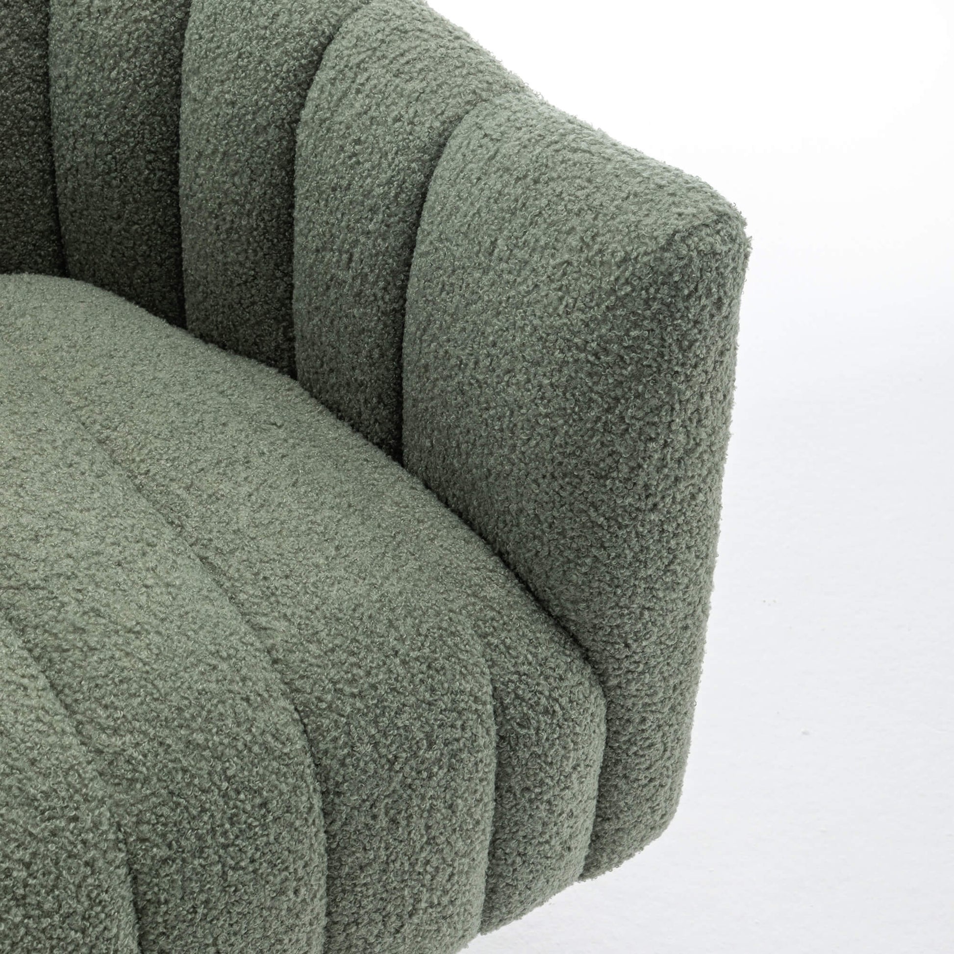 SEYNAR Modern Glam Teddy Fabric Upholstered Round Swivel Accent Barrel Chair(Single/Set of 2)