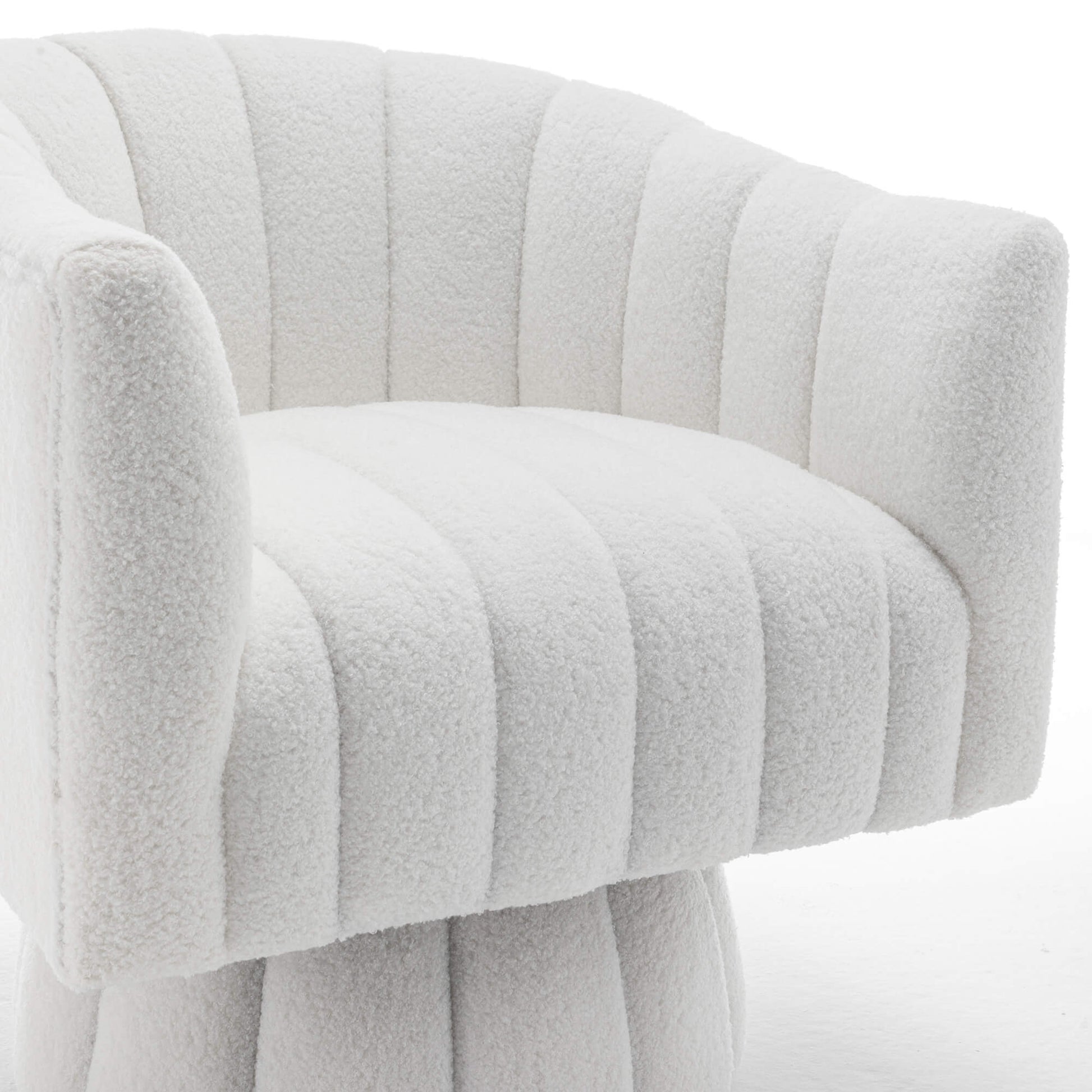 SEYNAR Modern Glam Teddy Fabric Upholstered Round Swivel Accent Barrel Chair(Single/Set of 2)