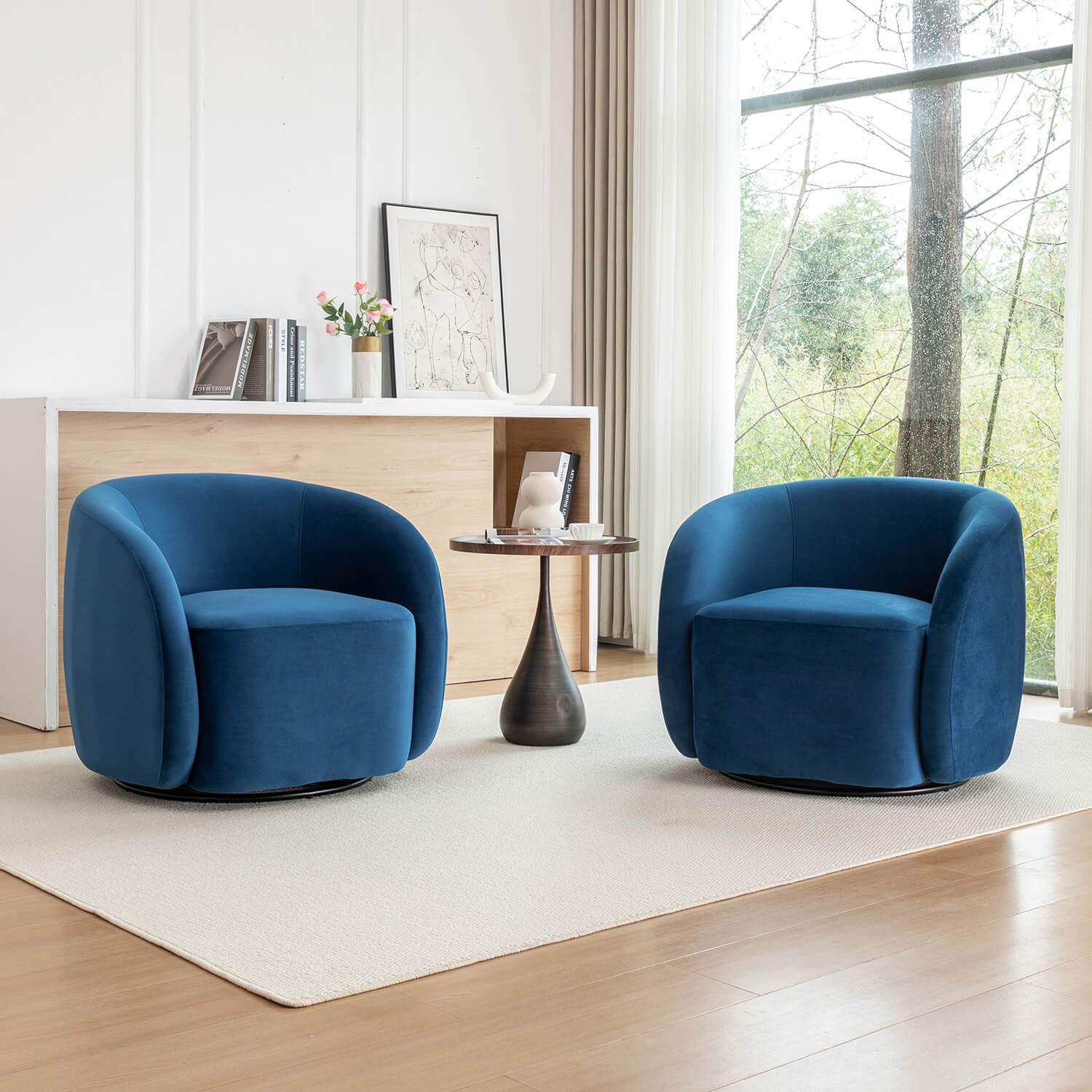 SEYNAR Modern Glam Velvet Upholstered 360 Degree Swivel Accent Armchair(Single/Set of 2)