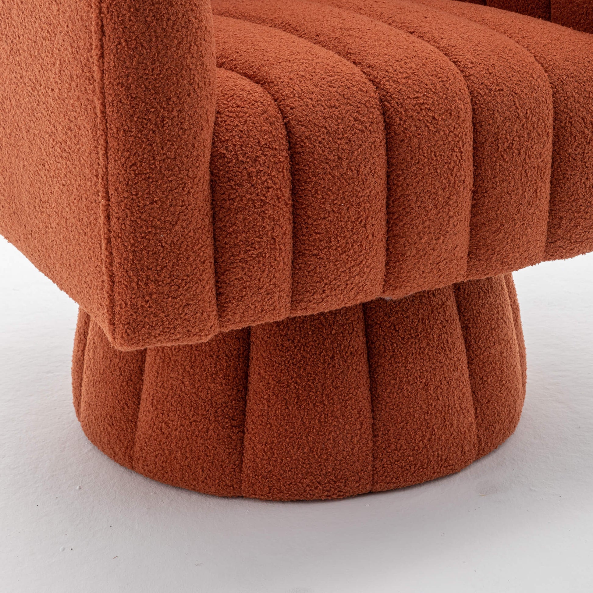 SEYNAR Modern Glam Teddy Fabric Upholstered Round Swivel Accent Barrel Chair(Single/Set of 2)
