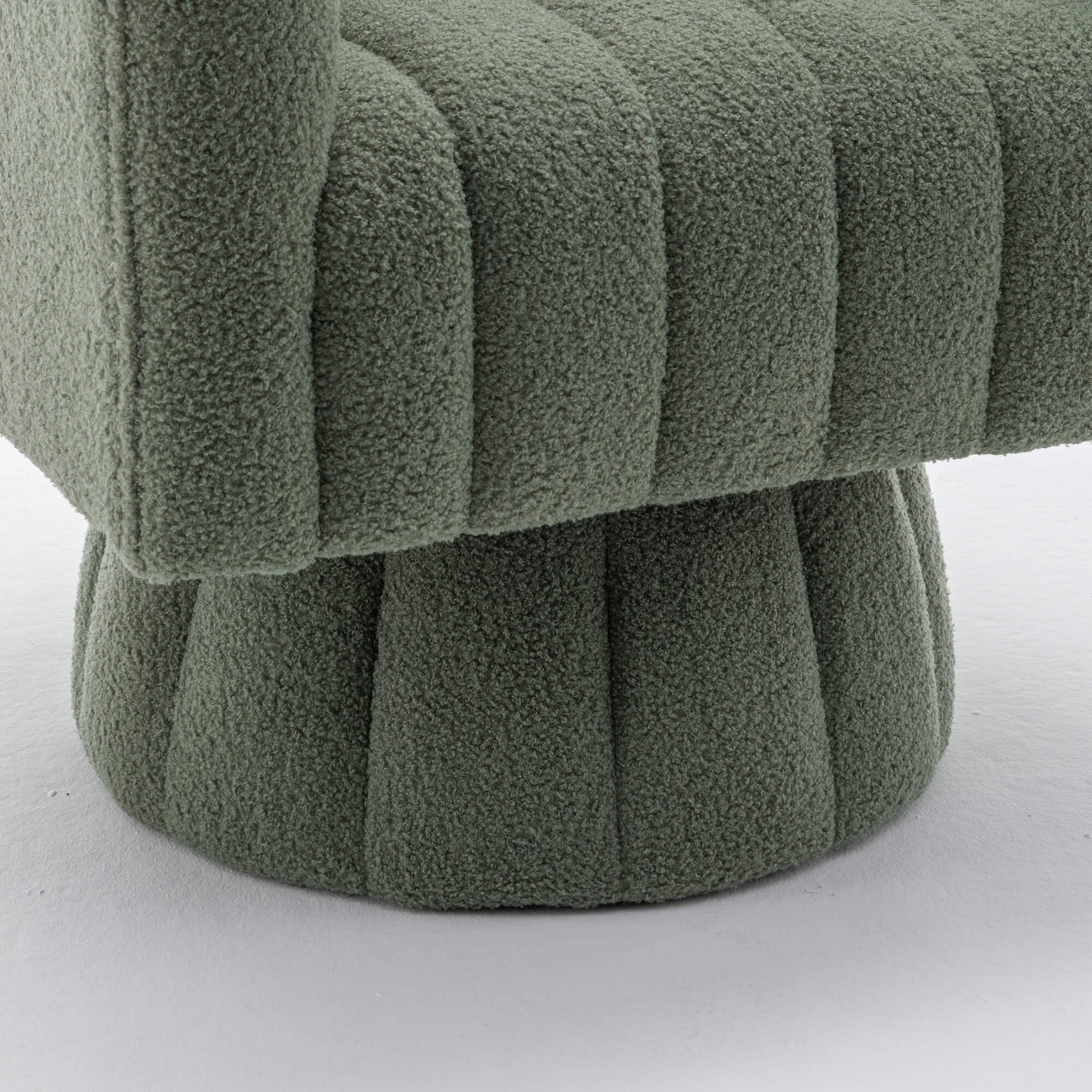SEYNAR Modern Glam Teddy Fabric Upholstered Round Swivel Accent Barrel Chair(Single/Set of 2)