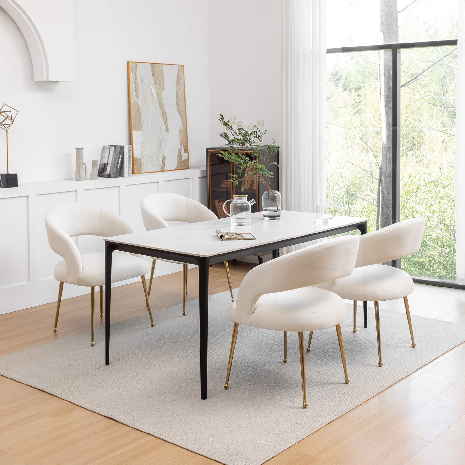 SEYNAR Mid Century Modern Velvet Upolstered Open-Back Dining Chair Set of 2/4/6