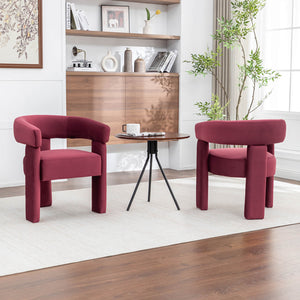 SEYNAR Modern Velvet Accent Chair, Upholstered Barrel Armchair with Curved Back and Thickened Padded Seat,Single chair or Set of 2/4/6