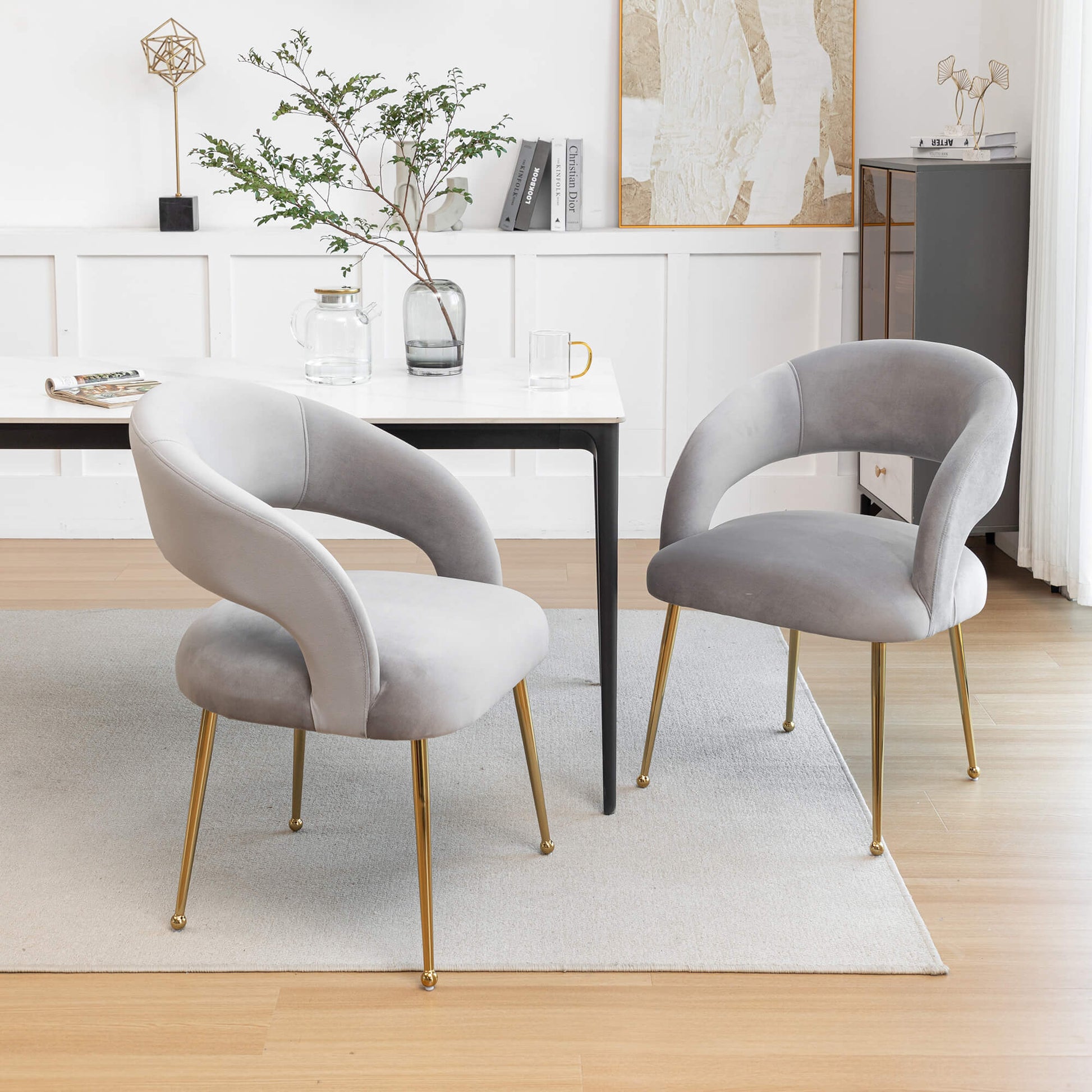 SEYNAR Mid Century Modern Velvet Upolstered Open-Back Dining Chair Set of 2/4/6