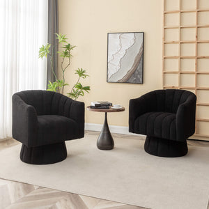 SEYNAR Modern Glam Teddy Fabric Upholstered Round Swivel Accent Barrel Chair(Single/Set of 2)