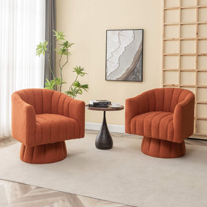 SEYNAR Modern Glam Teddy Fabric Upholstered Round Swivel Accent Barrel Chair(Single/Set of 2)