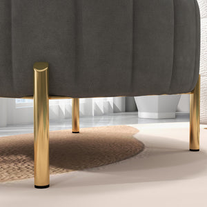 SEYNAR Modern Velvet Round Storage Ottoman with Gold Legs