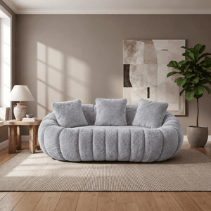 SEYNAR 75" Modern Loveseat Sofa with 3 Pillows, Cozy Faux Fur Double Couch for Living Room