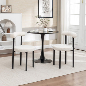 SEYNAR Modern Teddy Fabric Dining Chairs Set of 2/4/6, Minimalist Boucle Chairs