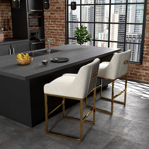 SEYNAR Modern Glam Velvet Golden Matel Frame Counter or High Bar Stools Set of 2/4