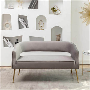 SEYNAR Modern 51'' Velvet Tufted Loveseat Open Back with Golden Metal Legs