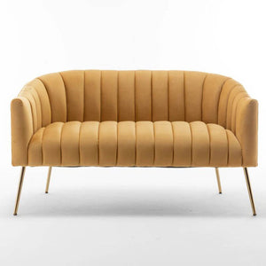SEYNAR Modern Glam Comfy 50" Metal Legs Curved Sofa 2 Seaters Loveseat with Tufted Back