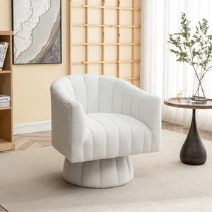 SEYNAR Modern Glam Teddy Fabric Upholstered Round Swivel Accent Barrel Chair(Single/Set of 2)
