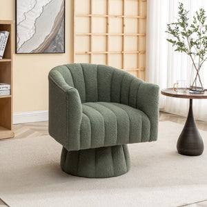 SEYNAR Modern Glam Teddy Fabric Upholstered Round Swivel Accent Barrel Chair(Single/Set of 2)