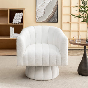SEYNAR Modern Glam Teddy Fabric Upholstered Round Swivel Accent Barrel Chair(Single/Set of 2)