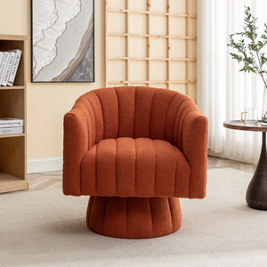 SEYNAR Modern Glam Teddy Fabric Upholstered Round Swivel Accent Barrel Chair(Single/Set of 2)