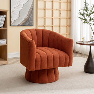 SEYNAR Modern Glam Teddy Fabric Upholstered Round Swivel Accent Barrel Chair(Single/Set of 2)