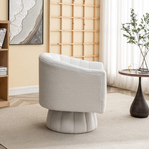 SEYNAR Modern Glam Teddy Fabric Upholstered Round Swivel Accent Barrel Chair(Single/Set of 2)