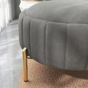 SEYNAR Modern Velvet Round Storage Ottoman with Gold Legs