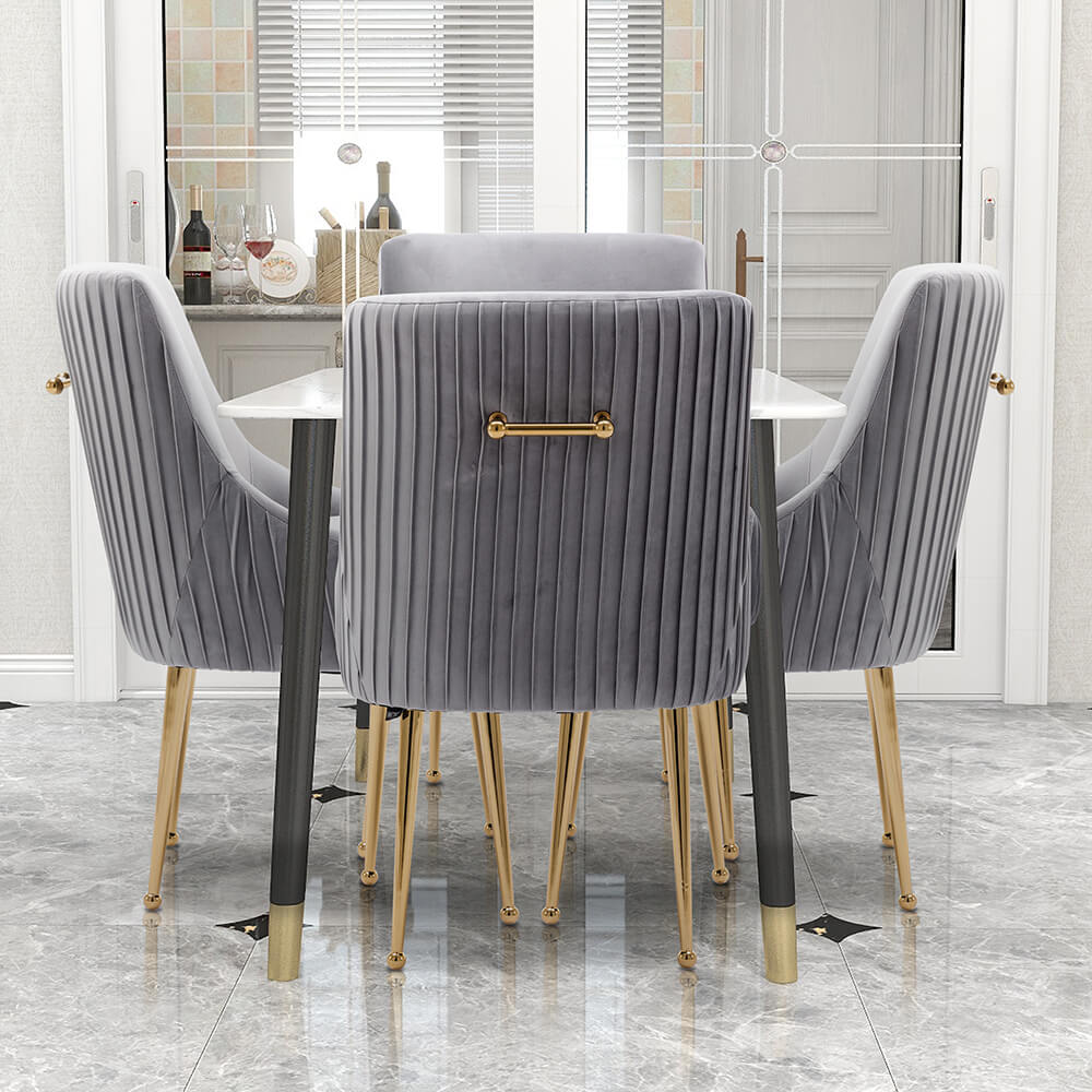 SEYNAR Modern Glam Boucle Pleated Velvet Dining Chair or Vanity Chair Set of 2/4/6