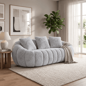 SEYNAR 75" Modern Loveseat Sofa with 3 Pillows, Cozy Faux Fur Double Couch for Living Room