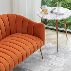 SEYNAR Modern Glam Comfy 50" Metal Legs Curved Sofa 2 Seaters Loveseat with Tufted Back