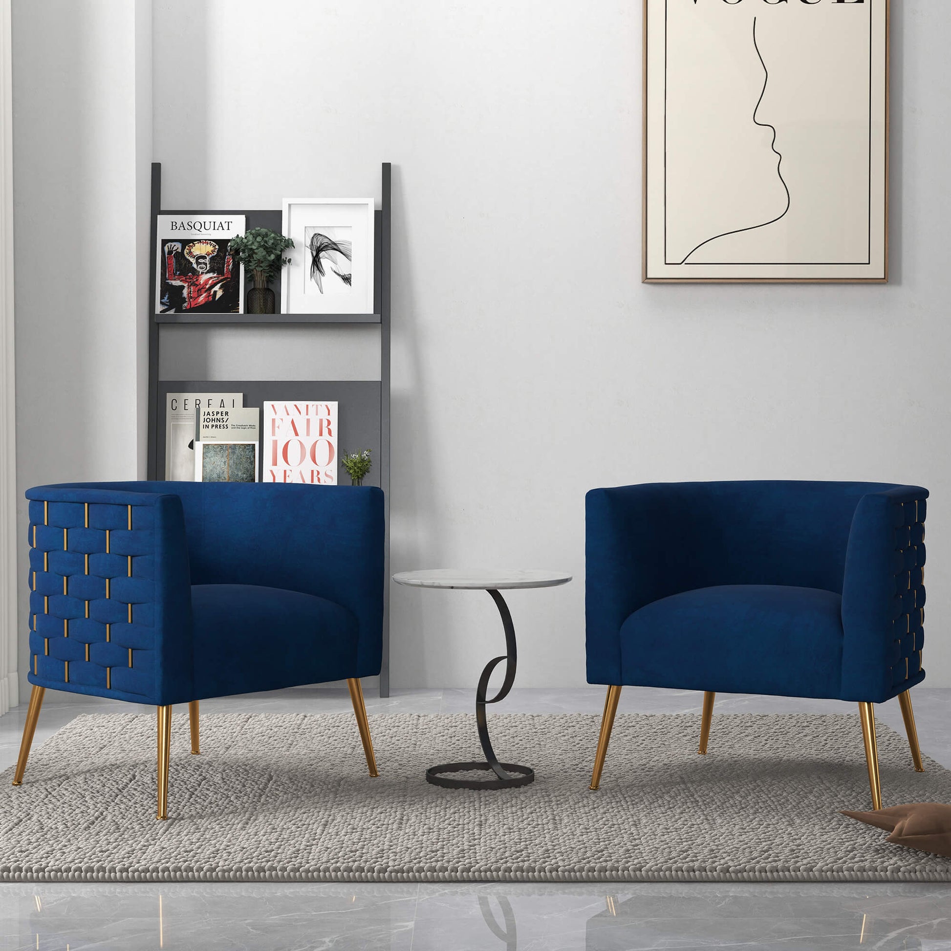 SEYNAR Mid-Century Modern Velvet Barrel Accent Chair, Round Upholstered Living Room Chair with Gold Finish Metal Base(Single/Set of 2)