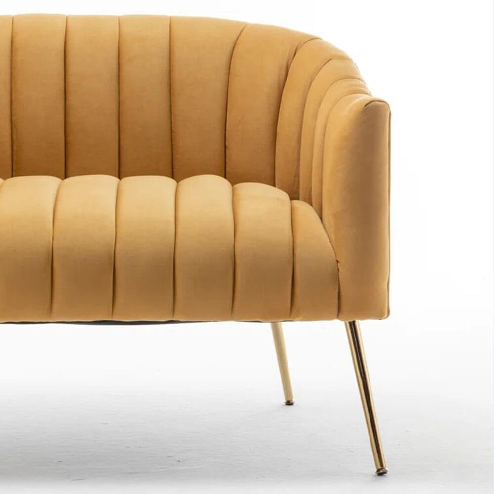 SEYNAR Modern Glam Comfy 50" Metal Legs Curved Sofa 2 Seaters Loveseat with Tufted Back
