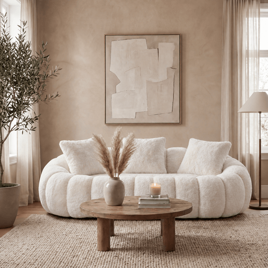 SEYNAR 75" Modern Loveseat Sofa with 3 Pillows, Cozy Faux Fur Double Couch for Living Room