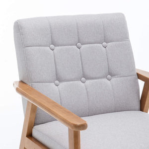 SEYNAR Mid-Century Linen Button-Tufted Accent Chair with Solid Wood Frame(Single/Set of 2)