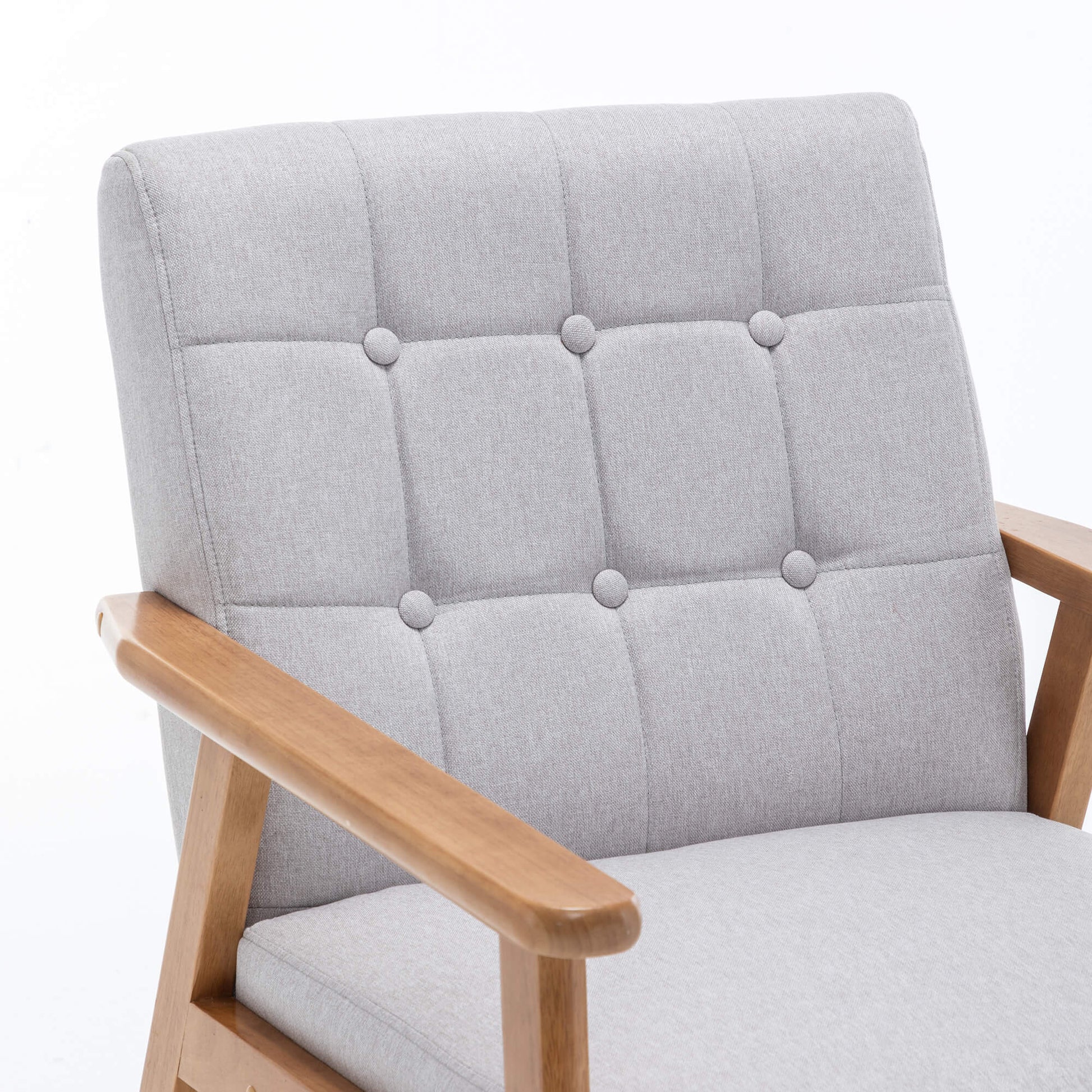 SEYNAR Mid-Century Linen Button-Tufted Accent Chair with Solid Wood Frame(Single/Set of 2)